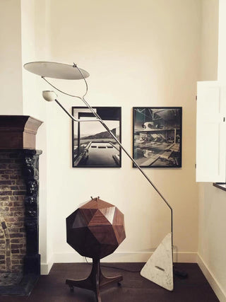 Olvenel Sculptural Chrome Marble Floor Lamp-Neutral Decor