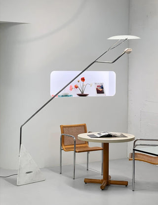 Olvenel Sculptural Chrome Marble Floor Lamp-Neutral Decor