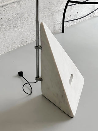 Olvenel Sculptural Chrome Marble Floor Lamp-Neutral Decor