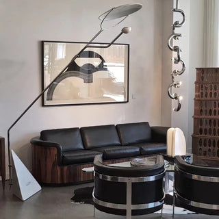 Olvenel Sculptural Chrome Marble Floor Lamp-Neutral Decor