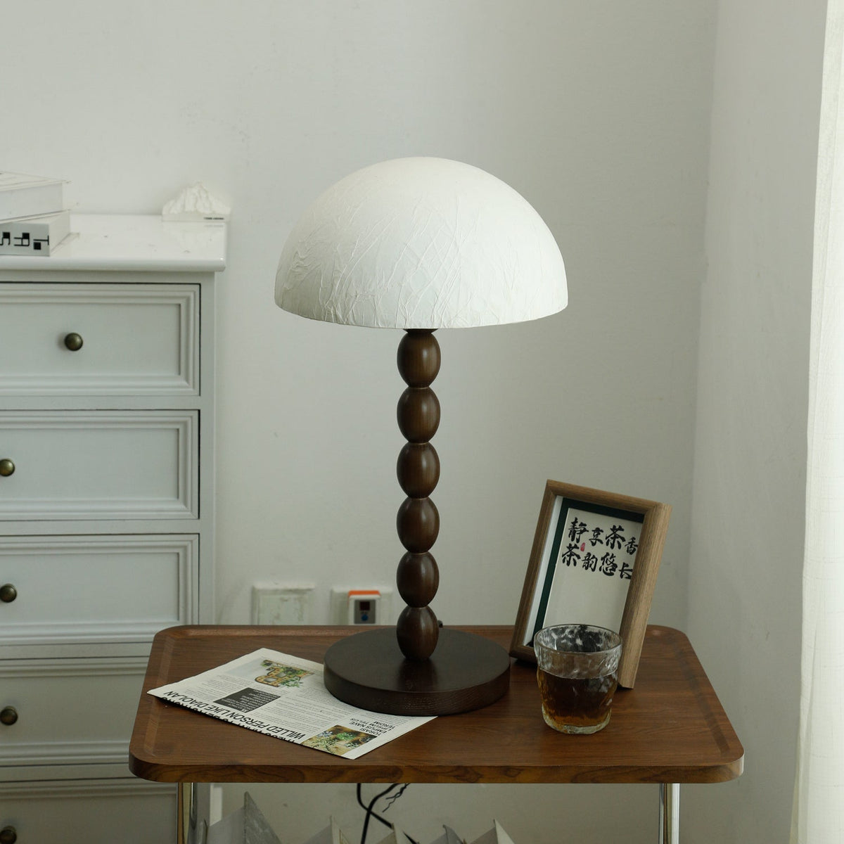 Veloin Lampe de Table en Papier Et Bois