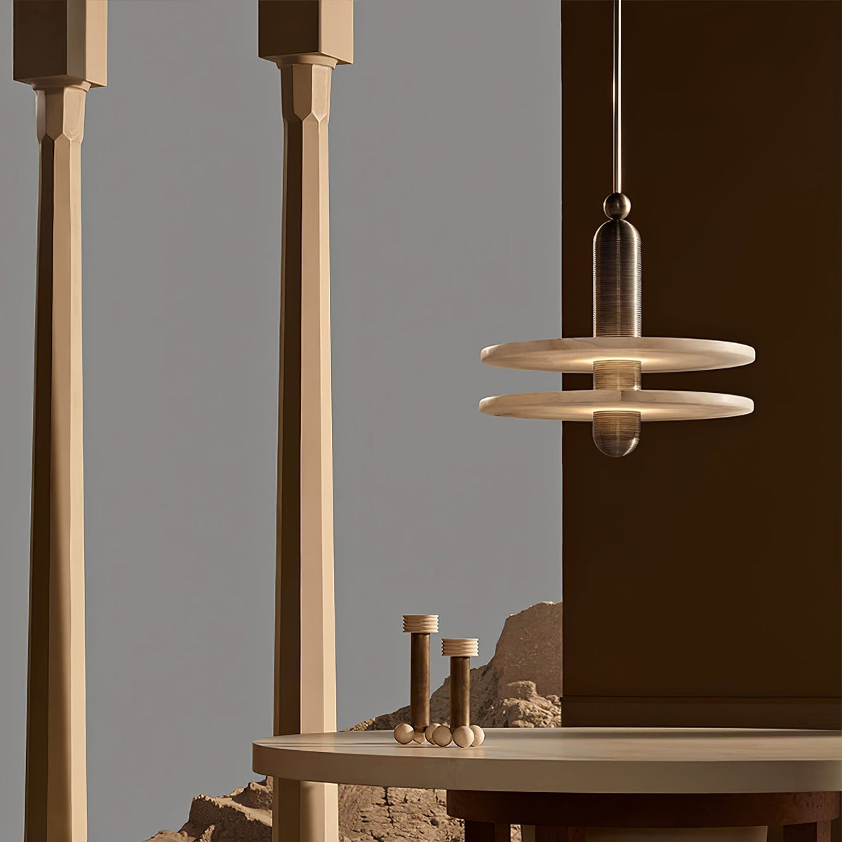 Gavana Suspension Laiton Brossé Alabastre