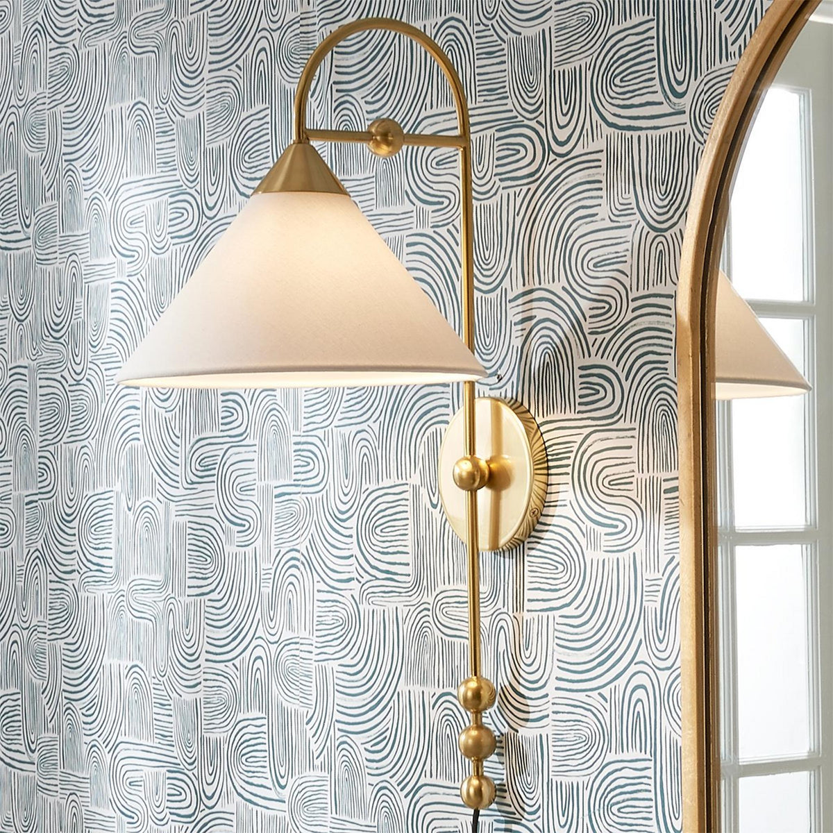 Cisorir Applique Murale Élégance Vintage à Brancher en Laiton et Tissu