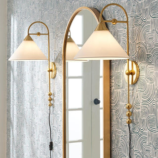 Cisorir Applique Murale Élégance Vintage à Brancher en Laiton et Tissu