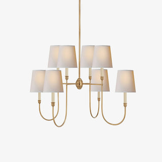 Lustra Lustre Vendôme en Laiton avec Abat-jour Blanc