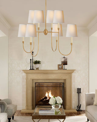 Lustra Lustre Vendôme en Laiton avec Abat-jour Blanc