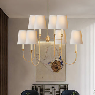 Lustra Lustre Vendôme en Laiton avec Abat-jour Blanc