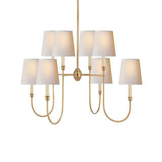 Lustra Lustre Vendôme en Laiton avec Abat-jour Blanc