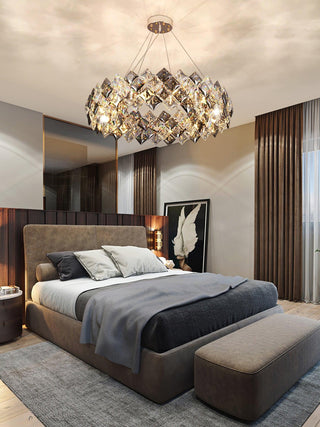 Lustra Lustre Échelle Cristal Rond avec LED Doré