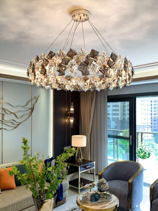 Lustra Lustre Échelle Cristal Rond avec LED Doré