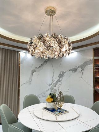 Lustra Lustre Échelle Cristal Rond avec LED Doré