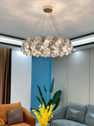 Lustra Lustre Échelle Cristal Rond avec LED Doré