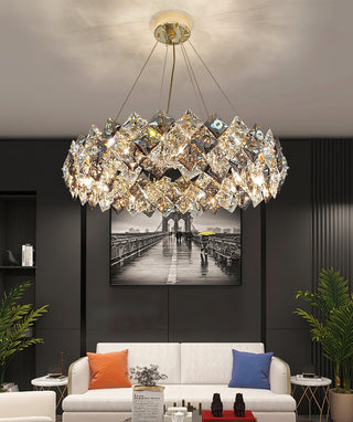 Lustra Lustre Échelle Cristal Rond avec LED Doré