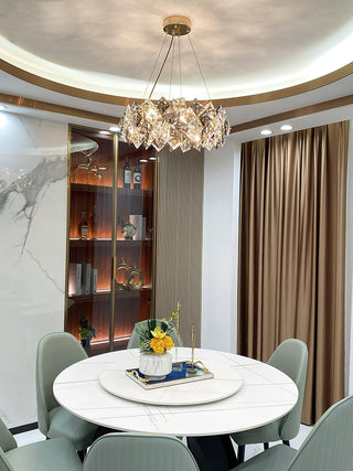 Lustra Lustre Échelle Cristal Rond avec LED Doré