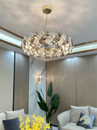 Lustra Lustre Échelle Cristal Rond avec LED Doré