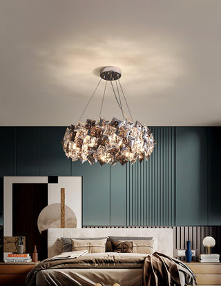 Lustra Lustre Échelle Cristal Rond avec LED Doré