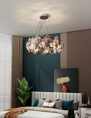 Lustra Lustre Échelle Cristal Rond avec LED Doré
