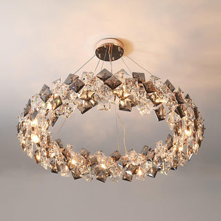 Lustra Lustre Échelle Cristal Rond avec LED Doré