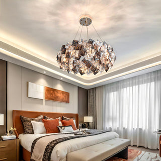 Lustra Lustre Échelle Cristal Rond avec LED Doré