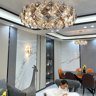 Lustra Lustre Échelle Cristal Rond avec LED Doré