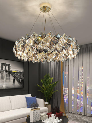 Lustra Lustre Échelle Cristal Rond avec LED Doré