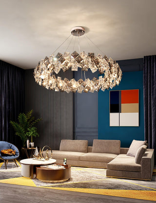 Lustra Lustre Échelle Cristal Rond avec LED Doré