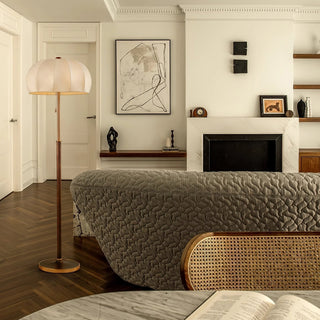 Cularo Lampadaire en Tissu Et Bois