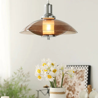 Arisha Suspension Luminaire Moderne Ronde LED Marron Verre Salon