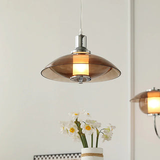 Arisha Suspension Luminaire Moderne Ronde LED Marron Verre Salon