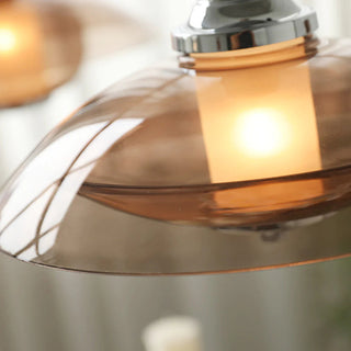 Arisha Suspension Luminaire Moderne Ronde LED Marron Verre Salon