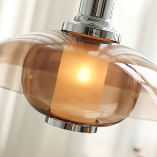 Arisha Suspension Luminaire Moderne Ronde LED Marron Verre Salon