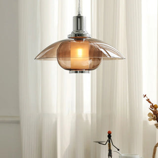 Arisha Suspension Luminaire Moderne Ronde LED Marron Verre Salon