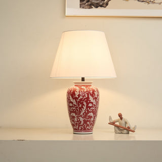 Scarlet Vine Ceramic Table Lamp-Neutral Decor