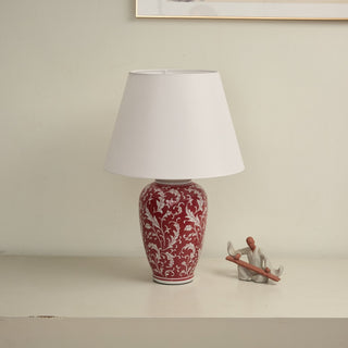 Scarlet Vine Ceramic Table Lamp-Neutral Decor