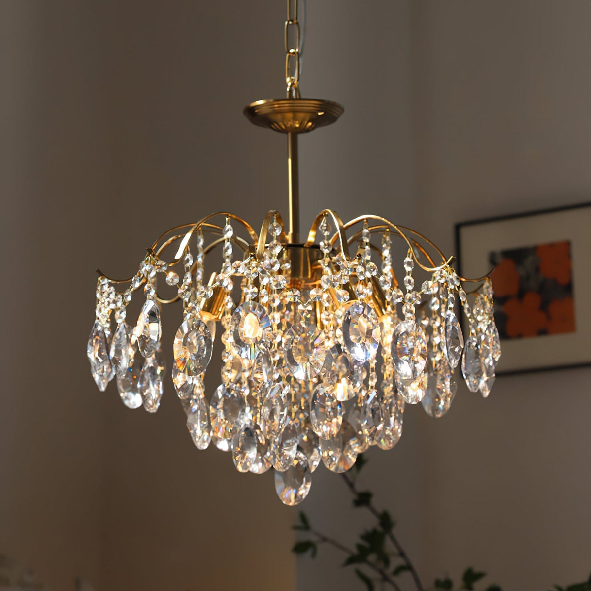 Extra-large size (31.5 inch) Sciolari Crystal Chandelier, a statement piece.
