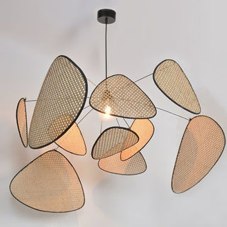 Lustra Lustre Écran Cannage Suspension Rétro-Luire