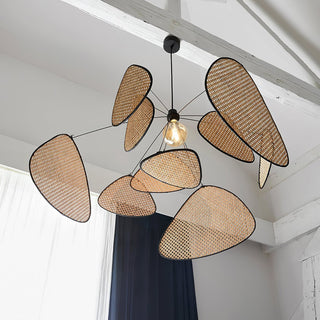 Lustra Lustre Écran Cannage Suspension Rétro-Luire
