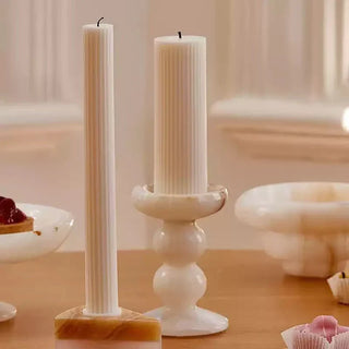 Sculpted Jade Candle Holder-Neutral Decor
