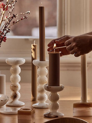 Sculpted Jade Candle Holder-Neutral Decor