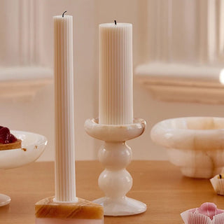 Sculpted Jade Candle Holder-Neutral Decor