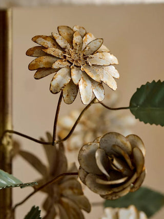 Sculpted Metal Floral Table Lamp-Neutral Decor