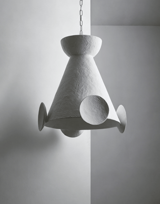 Sculptural Plaster Cone Pendant Lamp-Neutral Decor