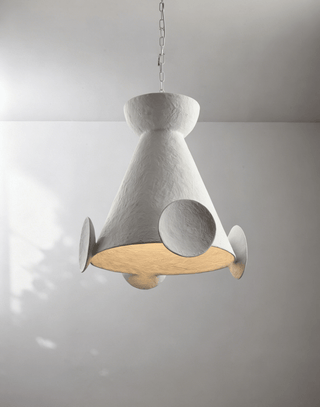 Sculptural Plaster Cone Pendant Lamp-Neutral Decor