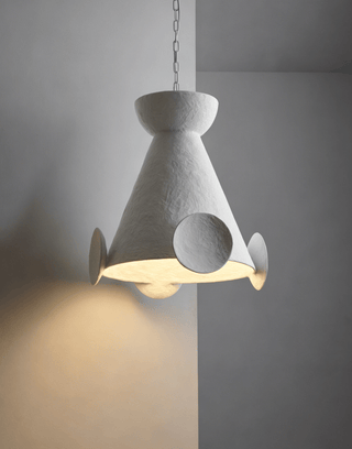 Sculptural Plaster Cone Pendant Lamp-Neutral Decor