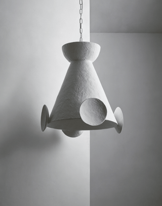Sculptural Plaster Cone Pendant Lamp-Neutral Decor