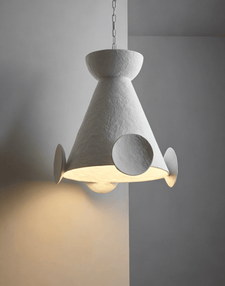 Sculptural Plaster Cone Pendant Lamp-Neutral Decor