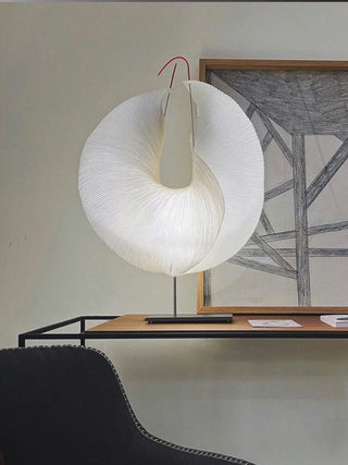 Sculptural Pleated Paper Lamp-Neutral Decor