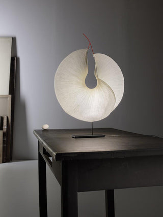 Sculptural Pleated Paper Lamp-Neutral Decor