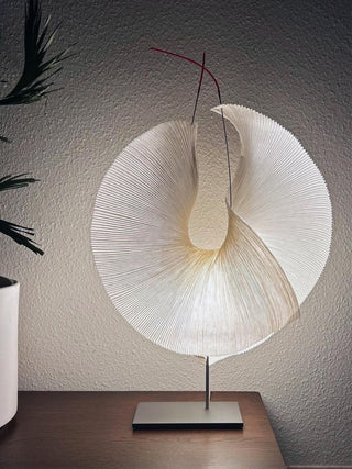 Sculptural Pleated Paper Lamp-Neutral Decor