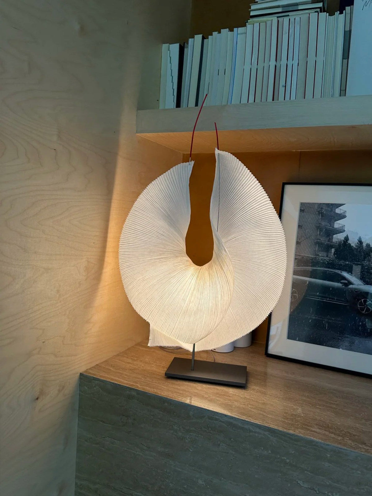 Sculptural Pleated Paper Lamp-Neutral Decor